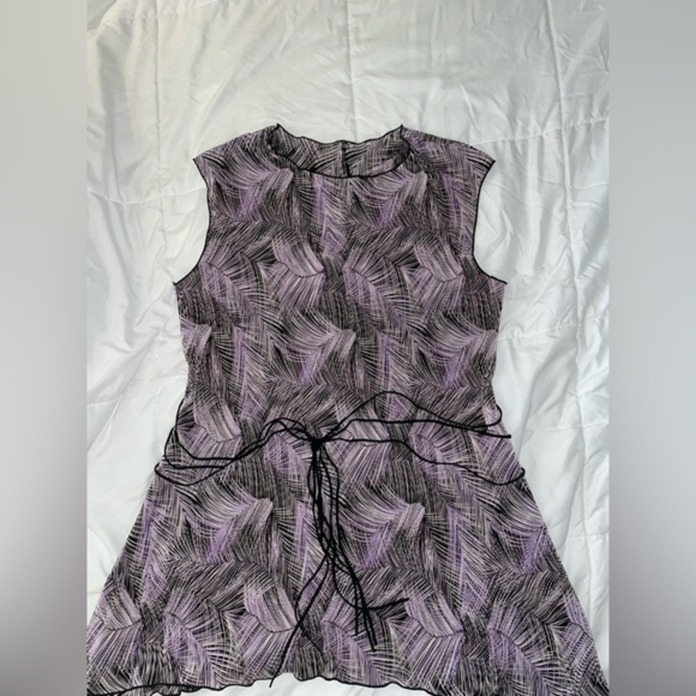 Connected Apparel Vintage Y2k 90s Purple and Black Swirl Tunic/Mini Dress